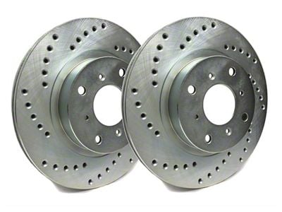 SP Performance Cross-Drilled 5-Lug Rotors with Silver ZRC Coating; Rear Pair (14-23 Jeep Cherokee KL w/ Dual Piston Front Calipers)