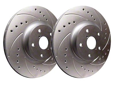 SP Performance Cross-Drilled and Slotted 5-Lug Rotors with Silver ZRC Coating; Rear Pair (14-23 Jeep Cherokee KL w/ Dual Piston Front Calipers)