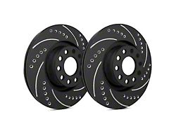 SP Performance Cross-Drilled and Slotted Rotors with Black ZRC Coating; Rear Pair (20-25 Jeep Gladiator JT)