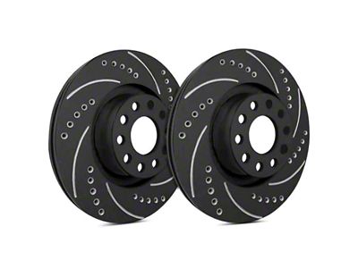 SP Performance Cross-Drilled and Slotted Rotors with Black ZRC Coating; Rear Pair (20-25 Jeep Gladiator JT)