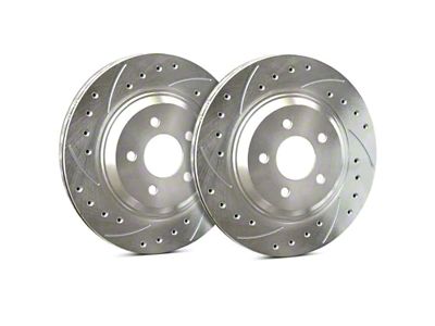 SP Performance Cross-Drilled and Slotted Rotors with Silver ZRC Coating; Rear Pair (20-25 Jeep Gladiator JT)