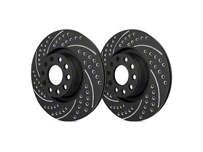 SP Performance Double Drilled and Slotted Rotors with Black Zinc Plating; Front Pair (20-25 Jeep Gladiator JT)