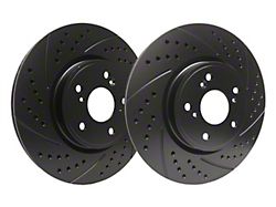 SP Performance Double Drilled and Slotted Rotors with Black ZRC Coating; Front Pair (06-10 Jeep Grand Cherokee WK SRT8)