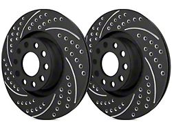 SP Performance Double Drilled and Slotted Rotors with Black ZRC Coating; Front Pair (90-98 Jeep Wrangler YJ & TJ; 1999 Jeep Wrangler TJ w/ 3-1/4-Inch Composite Rotors)