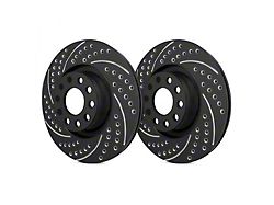 SP Performance Double Drilled and Slotted Rotors with Black ZRC Coated; Front Pair (18-24 Jeep Wrangler JL w/ 328mm Vented Rear Rotors)