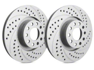 SP Performance Double Drilled and Slotted Rotors with Gray ZRC Coating; Front Pair (90-98 Jeep Wrangler YJ & TJ; 1999 Jeep Wrangler TJ w/ 3-1/4-Inch Composite Rotors)