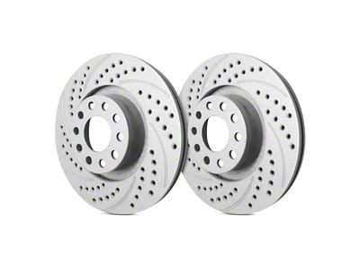 SP Performance Double Drilled and Slotted Rotors with Gray ZRC Coating; Front Pair (18-25 Jeep Wrangler JL w/ 342mm Solid Rear Rotors)