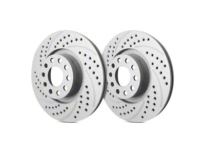 SP Performance Double Drilled and Slotted Rotors with Gray ZRC Coating; Rear Pair (18-25 Jeep Wrangler JL w/ 328mm Solid Rear Rotors)