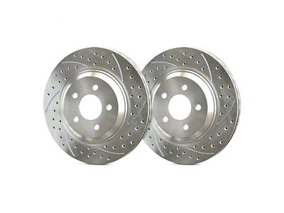 SP Performance Double Drilled and Slotted Rotors with Silver ZRC Coating; Front Pair (18-25 Jeep Wrangler JL w/ 328mm Solid Rear Rotors)
