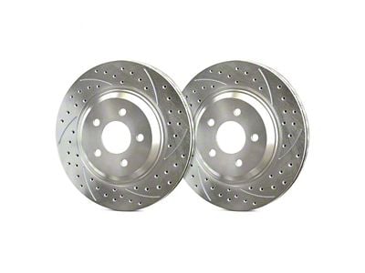 SP Performance Double Drilled and Slotted Rotors with Silver ZRC Coating; Rear Pair (18-25 Jeep Wrangler JL w/ 342mm Solid Rear Rotors)