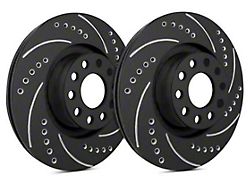 SP Performance Cross-Drilled and Slotted 6-Lug Rotors with Black ZRC Coating; Front Pair (05-23 Tacoma)