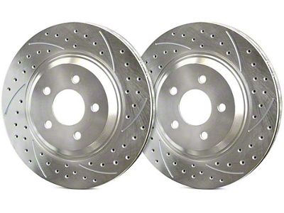SP Performance Double Drilled and Slotted 6-Lug Rotors with Silver ZRC Coating; Front Pair (05-23 Tacoma)