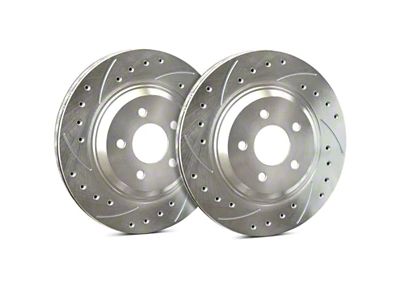 SP Performance Cross-Drilled and Slotted 6-Lug Rotors with Silver ZRC Coating; Front Pair (18-24 Titan XD)