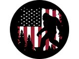 Bigfoot or Sasquatch American Flag Spare Tire Cover; Black (21-25 Bronco)