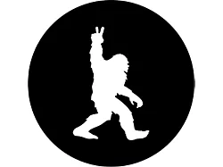 Bigfoot or Sasquatch Peace Out Spare Tire Cover; Black (21-25 Bronco)