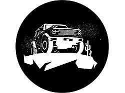 Bronco on the Cliff Spare Tire Cover; Black (21-25 Bronco)