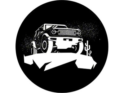 Bronco on the Cliff Spare Tire Cover; Black (21-25 Bronco)