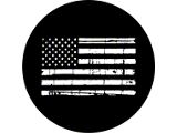 Distressed American Flag in White Spare Tire Cover; Black (21-25 Bronco)