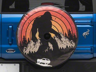 Sasquatch Bronco Vintage Retro Spare Tire Cover; Black (21-25 Bronco)