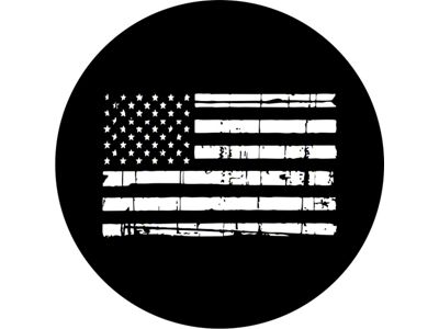 Distressed American Flag in White Spare Tire Cover; Black (18-25 Jeep Wrangler JL)
