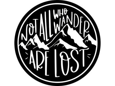 Not All Who Wander Are Lost Mountain Landscape Spare Tire Cover; Black (18-25 Jeep Wrangler JL)