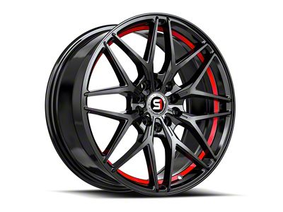 Spec-1 SP-60 Gloss Black and Red Undercut 5-Lug Wheel; 17x7.5; 42mm Offset (21-25 Bronco Sport)