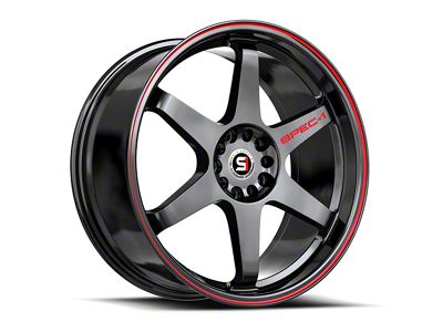 Spec-1 SPT-33 Gloss Black and Red Line 5-Lug Wheel; 17x8; 38mm Offset (21-25 Bronco Sport)