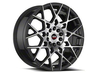 Spec-1 SP-52 Gloss Black and Machined Wheel; 17x7.5; 42mm Offset (84-01 Jeep Cherokee XJ)