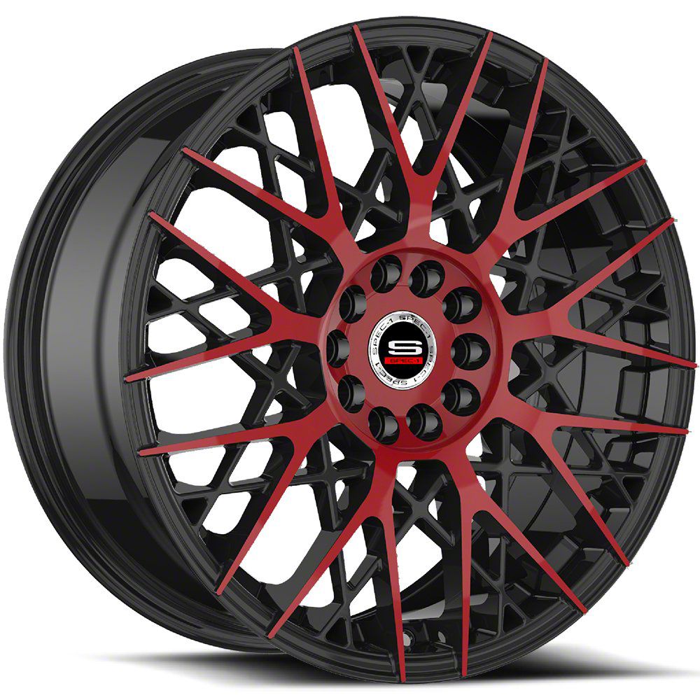 Spec-1 Jeep Cherokee SP-53 Gloss Black and Red Machined Wheel