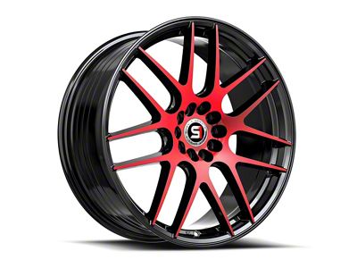 Spec-1 SP-65 Gloss Black and Red Machined Wheel; 17x8; 42mm Offset (14-23 Jeep Cherokee KL)