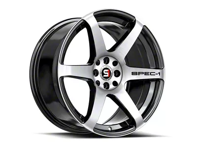 Spec-1 SPT-32 Gloss Black and Machined Wheel; 17x8; 42mm Offset (84-01 Jeep Cherokee XJ)