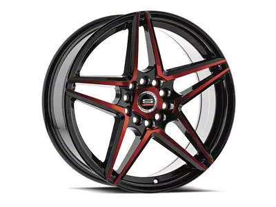 Spec-1 SP-54 Gloss Black and Red Machined Wheel; 18x8; 38mm Offset (97-06 Jeep Wrangler TJ)