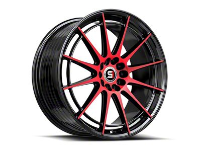 Spec-1 SP-64 Gloss Black and Red Machined Wheel; 17x8; 42mm Offset (97-06 Jeep Wrangler TJ)