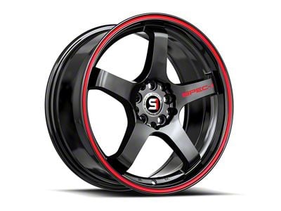 Spec-1 SPT-31 Gloss Black and Red Line 5-Lug Wheel; 17x7.5; 42mm Offset (05-15 Tacoma)
