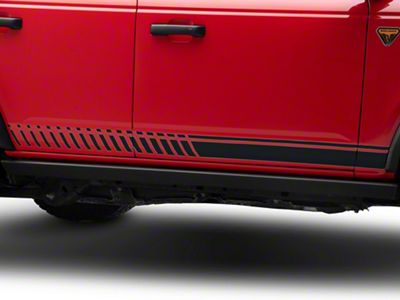 SEC10 Dashed Rocker Stripes; Matte Black (21-25 Bronco)
