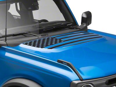 SEC10 Hood Flag Decal; Matte Black (21-25 Bronco, Excluding Raptor)