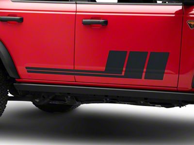 SEC10 Side Stripes; Matte Black (21-25 Bronco)
