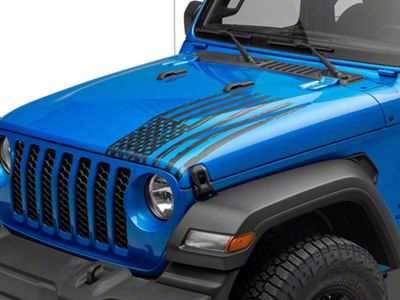 SEC10 Half Hood Flag Decal; Gloss Black (20-25 Jeep Gladiator JT)