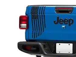 SEC10 Vertical Tailgate Distressed Flag Decal; Matte Black (20-25 Jeep Gladiator JT)