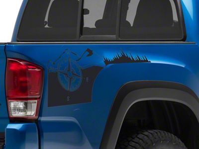 SEC10 Rear Bed Compass Decal; Matte Black (05-25 Tacoma)