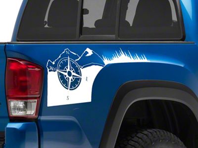 SEC10 Rear Bed Compass Decal; White (05-25 Tacoma)
