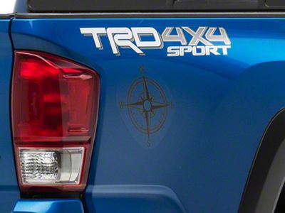 SEC10 Small Compass Decals; Gloss Black (05-25 Tacoma)