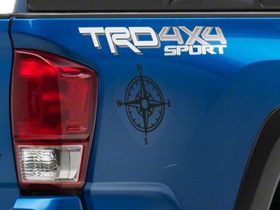 SEC10 Small Compass Decals; Matte Black (05-25 Tacoma)