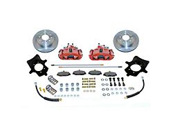 SSBC-USA Rear Disc Brake Conversion Kit with Built-In Parking Brake Assembly and Vented Rotors; Red Calipers (95-01 Jeep Cherokee XJ)