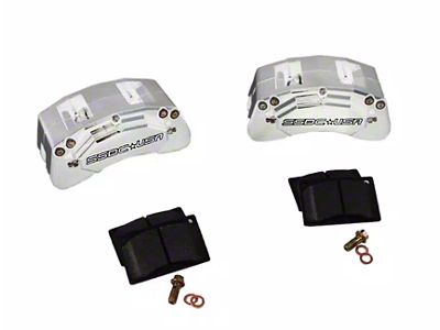 SSBC-USA M6-Moab Front 6-Piston Caliper and Performance Brake Pad Upgrade Kit; Clear Anodized Calipers (18-25 Jeep Wrangler JL)