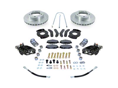 SSBC-USA Rear Disc Brake Conversion Kit with Built-In Parking Brake Assembly and Cross-Drilled/Slotted Rotors; Black Calipers (76-86 Jeep CJ7 w/ AMC 20 1-Piece Axle)