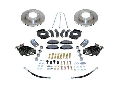 SSBC-USA Rear Disc Brake Conversion Kit with Built-In Parking Brake Assembly and Cross-Drilled/Slotted Rotors; Black Calipers (76-86 Jeep CJ7 w/ AMC 20 2-Piece Axle)