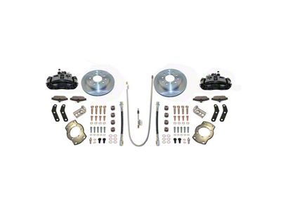 SSBC-USA Rear Disc Brake Conversion Kit with Built-In Parking Brake Assembly and Cross-Drilled/Slotted Rotors; Black Calipers (76-86 Jeep CJ7 w/ Warn AMC 20 Axle)