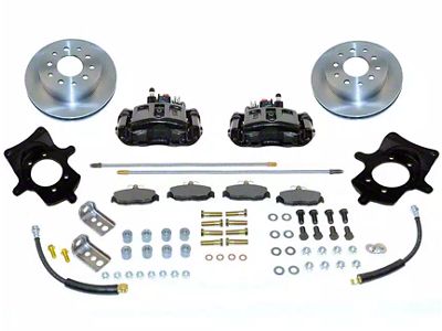 SSBC-USA Rear Disc Brake Conversion Kit with Built-In Parking Brake Assembly and Vented Rotors; Black Calipers (90-95 Jeep Wrangler YJ)