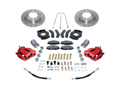 SSBC-USA Rear Disc Brake Conversion Kit with Built-In Parking Brake Assembly and Vented Rotors; Red Calipers (76-86 Jeep CJ7 w/ AMC 20 2-Piece Axle)